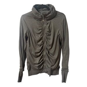 Lululemon Cool Down Reversible Jacket Grey Womens Size 8 Ruched Stretch Dance